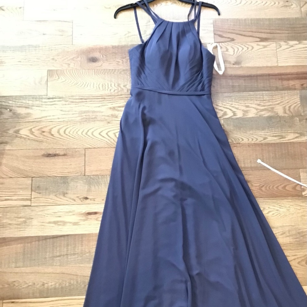 Dusty purple A-Line Halter Pleated Chiffon Dress size 2